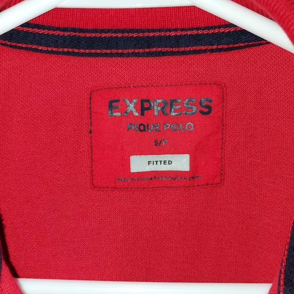 Express Men's Red Size Small Fitted Pique Polo - Picture 2 of 3